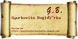 Gyurkovits Boglárka névjegykártya